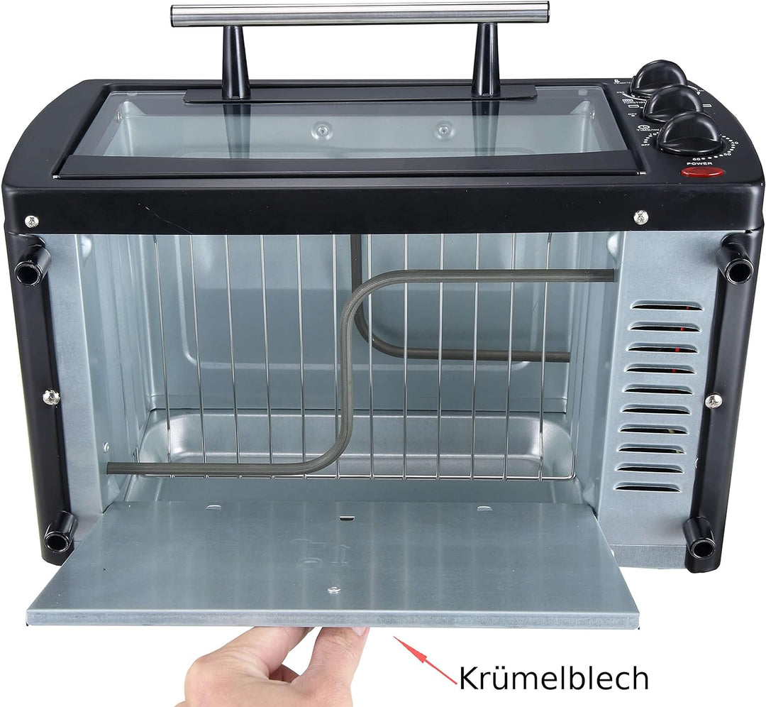 Mini Backofen 13 Liter | 65°-230°C | Timer | aufklappbares Krümelblech | Minibackofen | Backofen | K