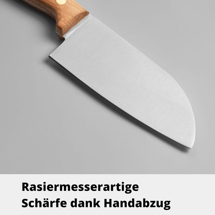 HEISO Santokumesser 13cm – Gustav – handgefertigt in Solingen aus rostfreiem Edelstahl, Griff aus he