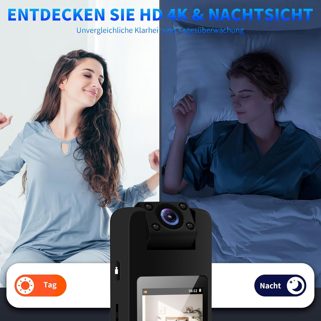 4K Bodycam Körperkamera Mini, Body Cam mit APP, Mini Body Camera Bewegungserkennung Tragbare Überwac