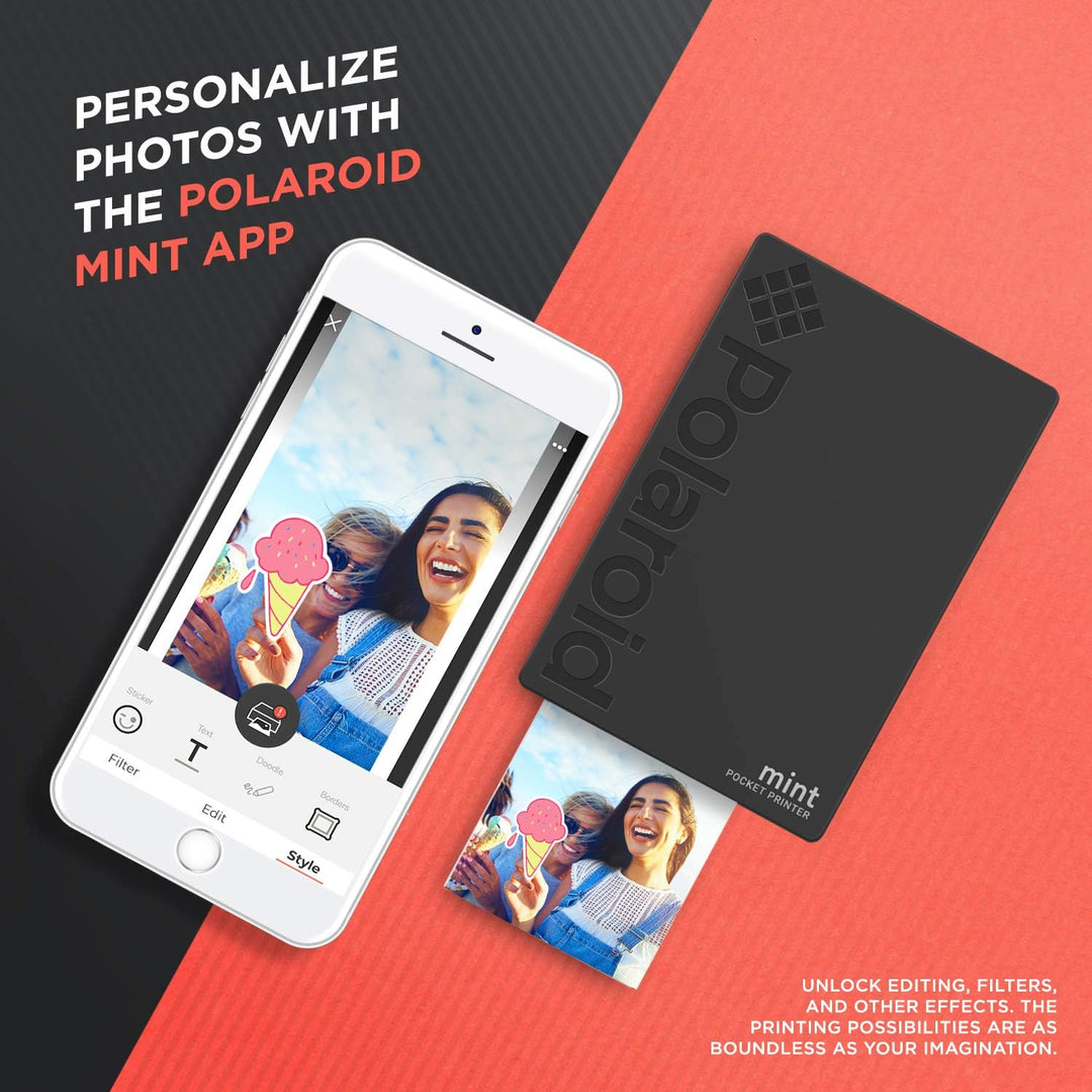 Polaroid Mint: Taschendrucker mit Zink-Papier. Bluetooth für Android- und iOS-Geräte. Druckt in selb