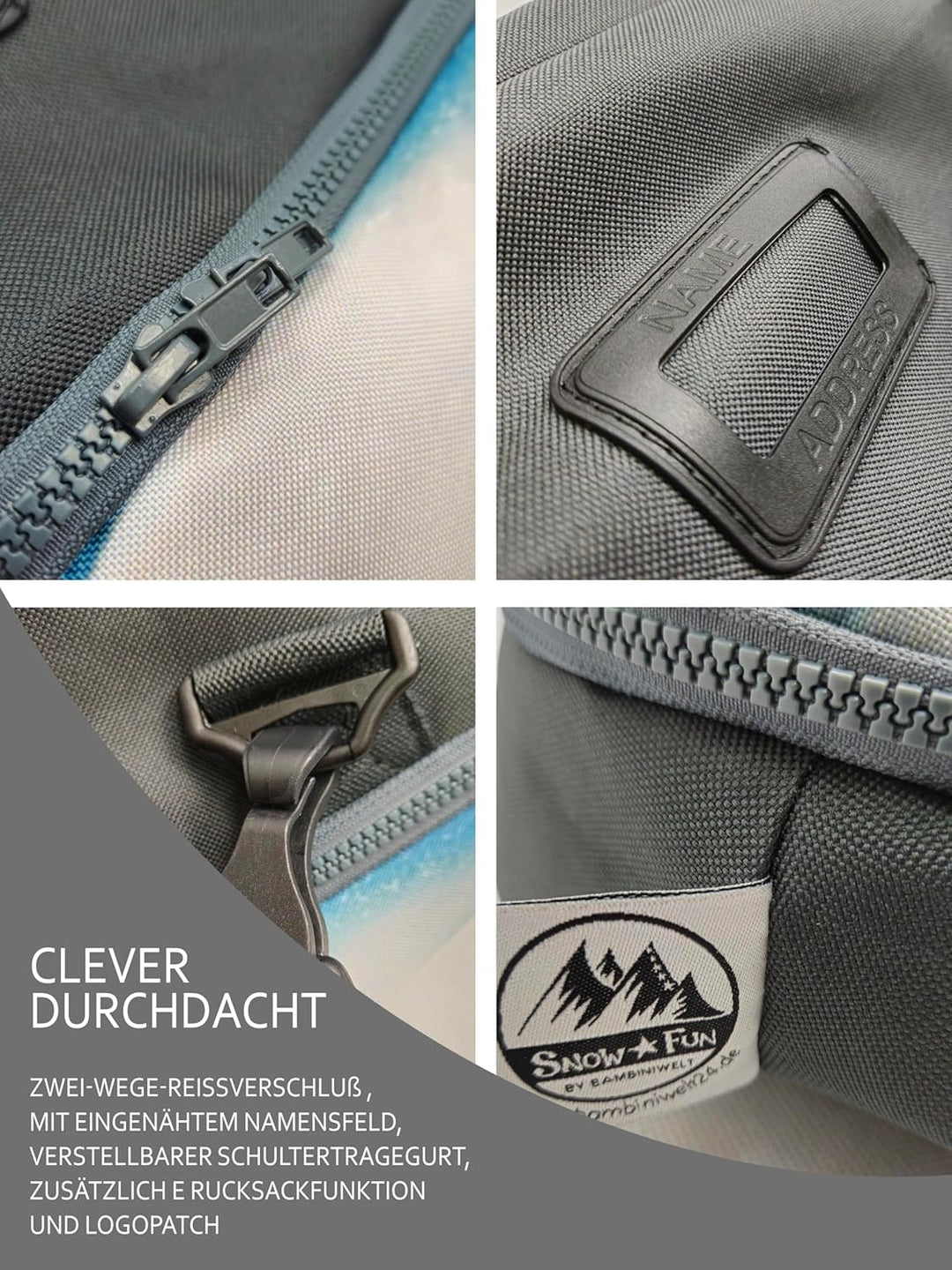 BAMBINIWELT Kinder Snowboardrucksack, Snowboardtasche, Stauraum für Helm, Schuhe & Handschuhe, Board
