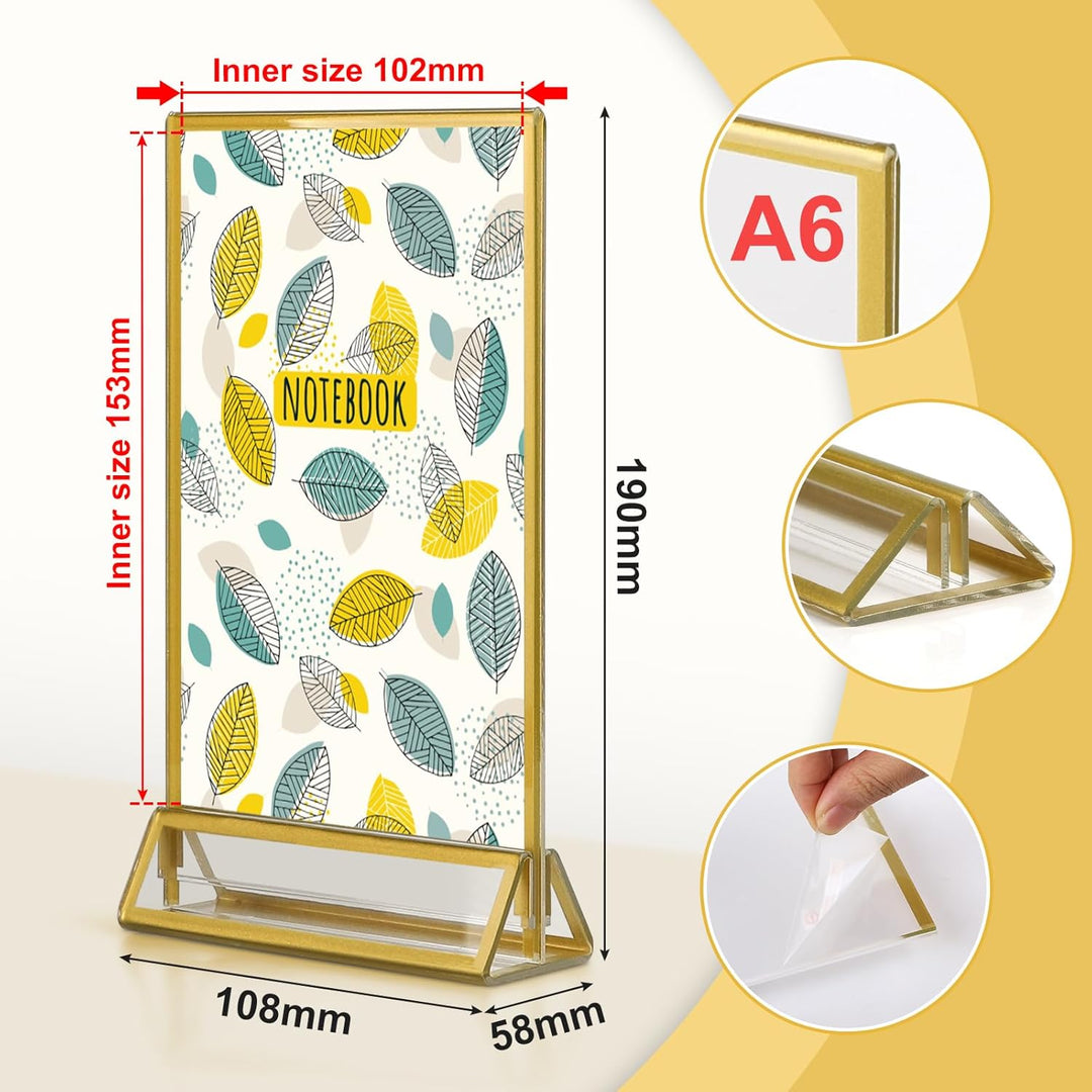 efuturetime 6PCS Tischaufsteller Acryl A6, Doppelseitiger Bilderrahmen, Plexiglas Menükartenhalter G