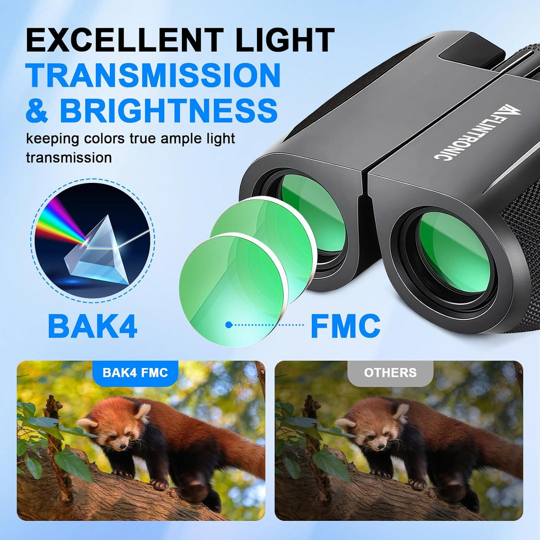 flintronic 12x25 Kompakt Fernglas, HD Fernglas Kinder Erwachsene mit Tragetasche, Tragegurt, Grosses