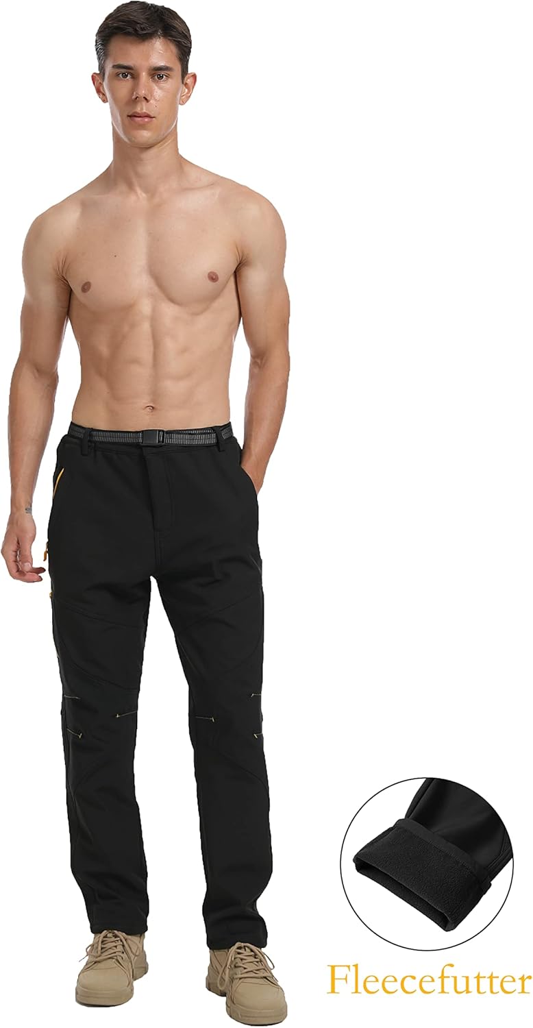 Tansozer Wanderhose Herren Outdoor Hose Männer Winddicht Gefüttert M Schwarz, M Schwarz