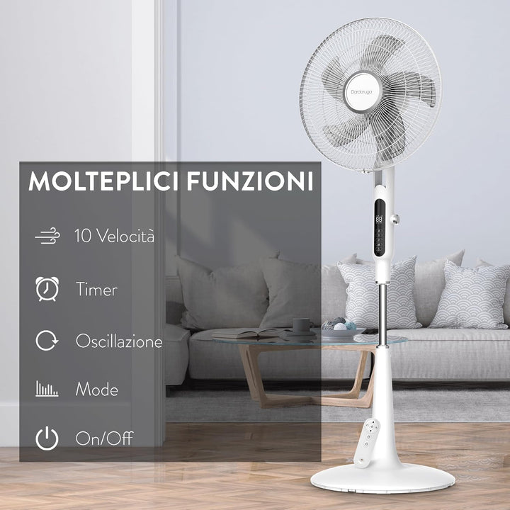 Digitaler, oszillierender, freistehender Ventilator, Premium Design, leise, Touchscreen, Nachtmodus,