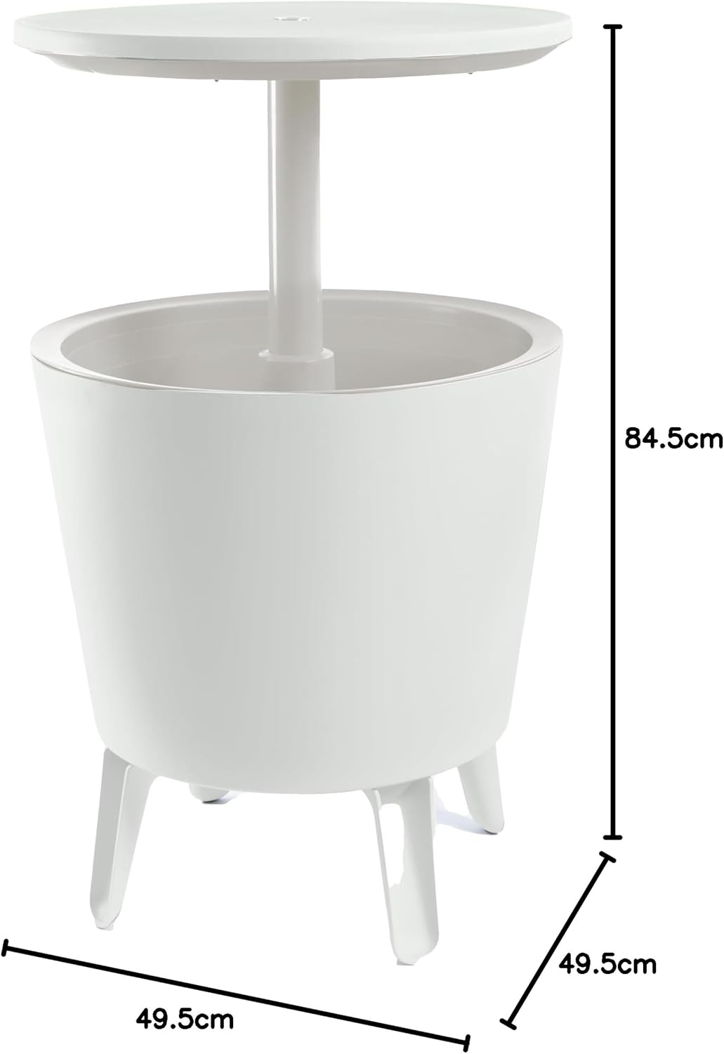 Keter CoolBar Partytisch weiss, inklusive Kühlfach, 49,5 x 49,5 x 57-84,5 cm, ausziehbar, wetterfest