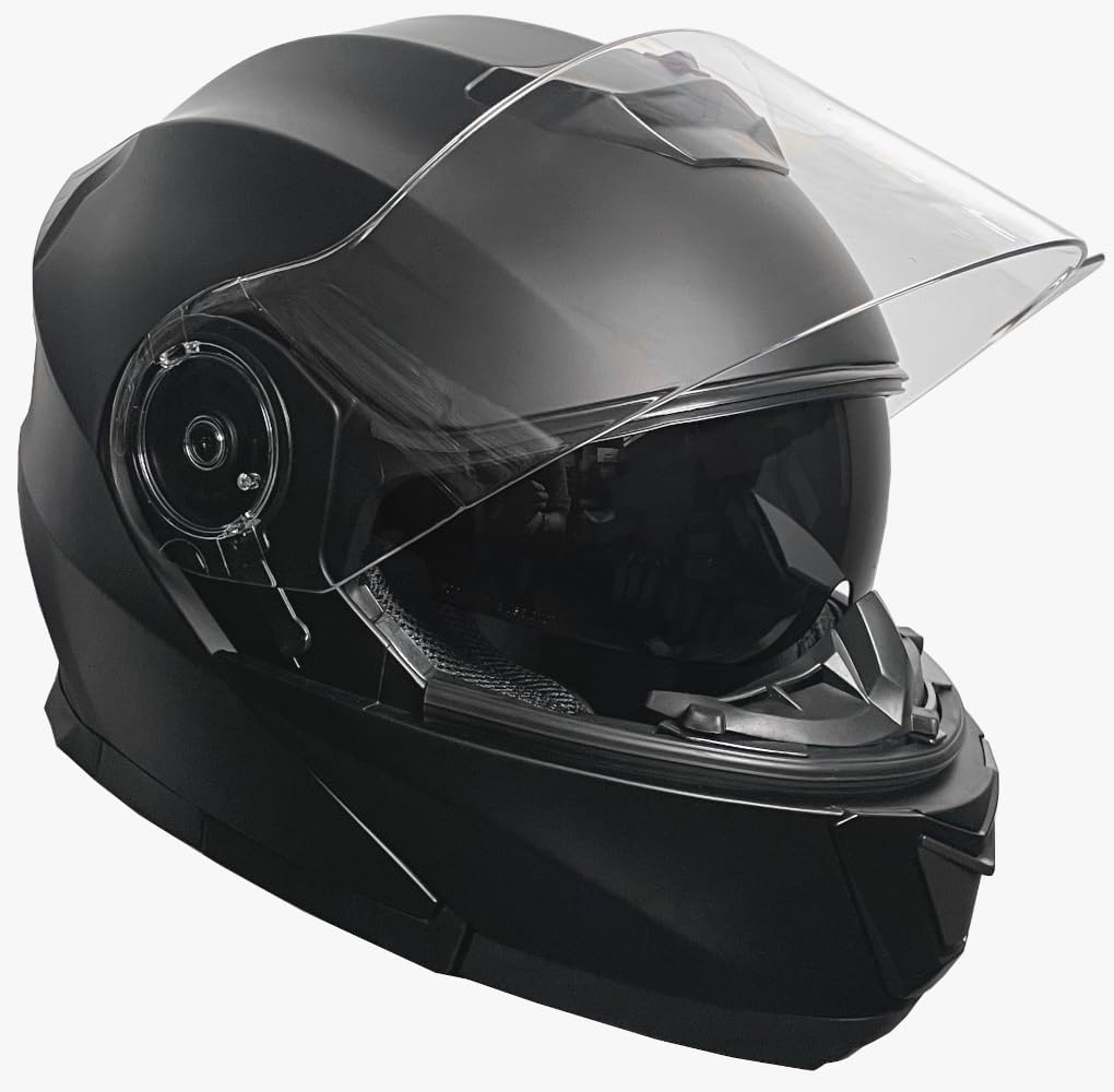 Klapphelm Integralhelm Helm Motorradhelm RALLOX 910 schwarz/matt mit Sonnenblende (XS, S, M, L, XL)