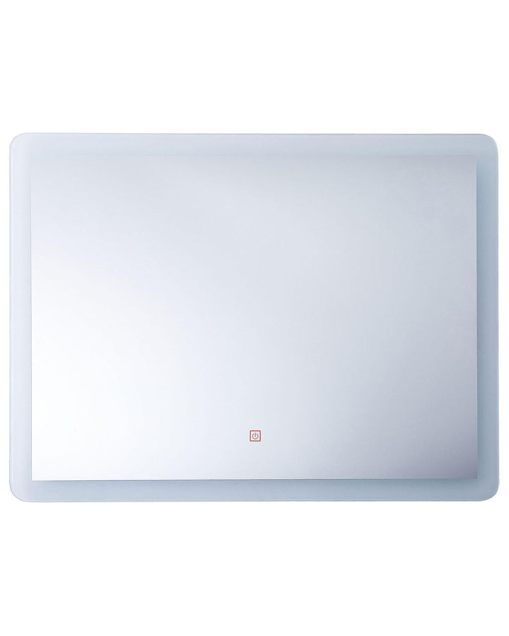 Beliani Badspiegel Silber LED-Beleuchtung rechteckig 80x60 cm Antibeschlagsystem Corroy
