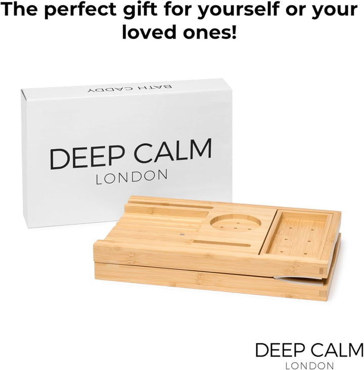 Deep Calm Badewannenablage - Verstellbares Bambus-Badewannenbrett - rutschfeste Badewannenablage Pas
