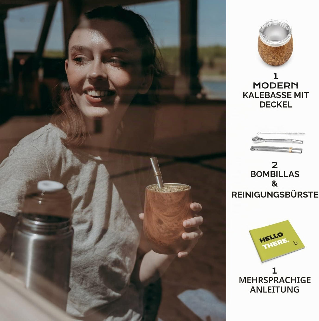 balibetov - Neu - Modernes Yerba Mate Gourd Set (Mate Tasse) - Doppelwandiger 18/8 Edelstahl Enthält