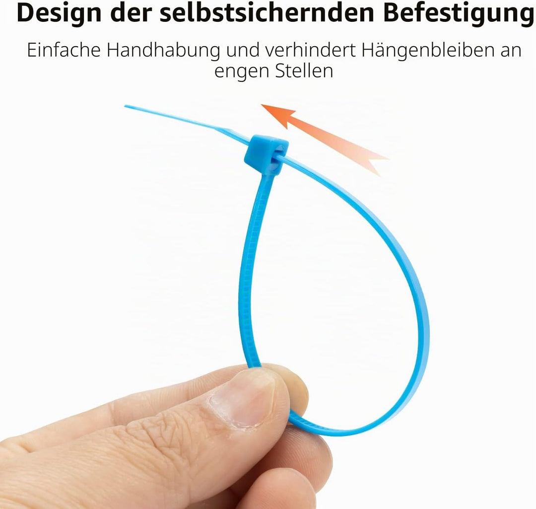XINGO 1000 Stück Kabelbinder Schwarz, 200mm x 2,5mm, 8,1 kg Zugfestigkeit, kleine Grösse, UV Beständ