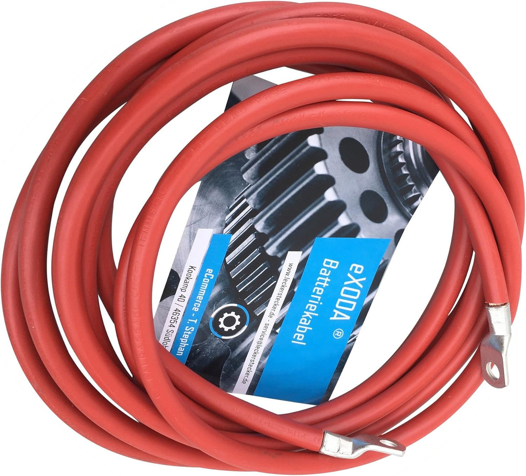 Batteriekabel 35 mm² 300cm mit Kabelschuhen M8 Rot