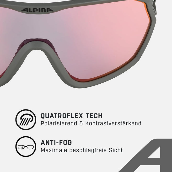ALPINA S-WAY QV - Kontrastverstärkende, Selbsttönende & Beschlagfreie Sport- & Fahrradbrille Mit 100
