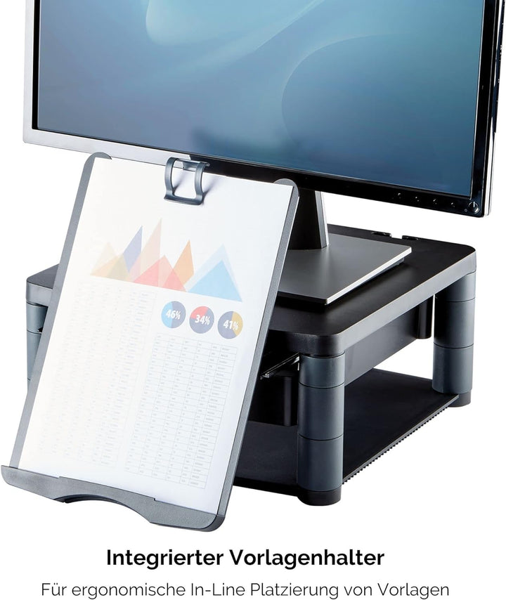 Fellowes Monitorständer Premium Plus, höhenverstellbar in 5 Stufen, ergonomisch, sehr stabil für Mon