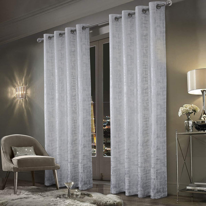 always4u Gardinen mit Muster Silber Blickdicht 100%, Samt Vorhang Wohnzimmer, Vorhang Verdunkelung K