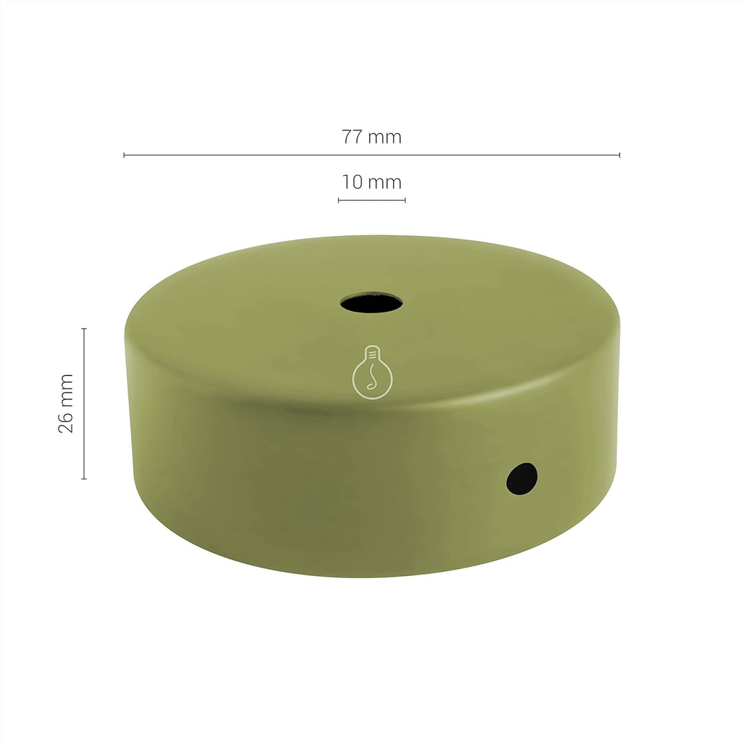 AMARCORDS - 5 Baldachin rosetten aus Metall, Farbe PISTAZIE, Lampengehäuse komplett mit Kabelklemmen