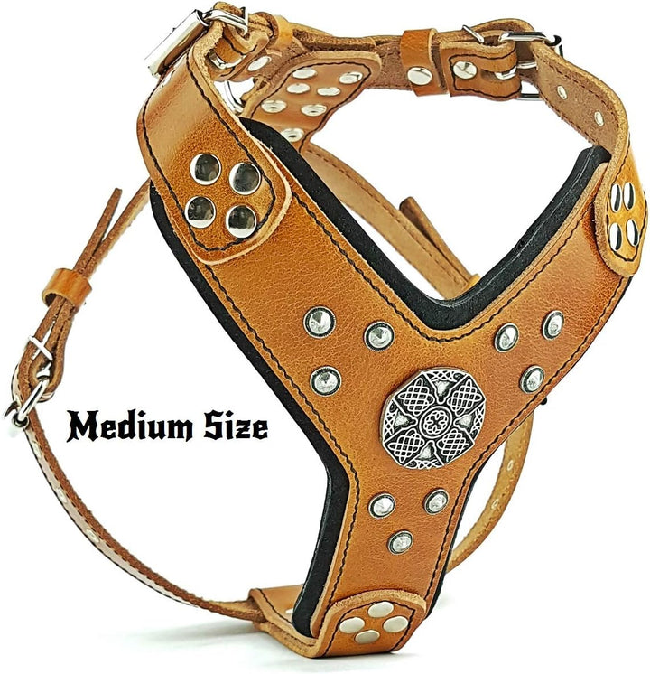 Bestia |Maximus| Leder Brustgeschirr für grosse Hunde. Bis 145 cm Brustumfang. 100% Leder. Handgefer