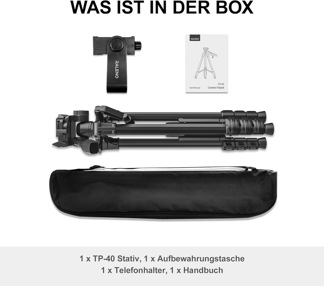 RALENO 60'' Stativ für Kamera, Kompaktes&Leichtes Stativ mit Tasche für Professionelle Fotografen, F