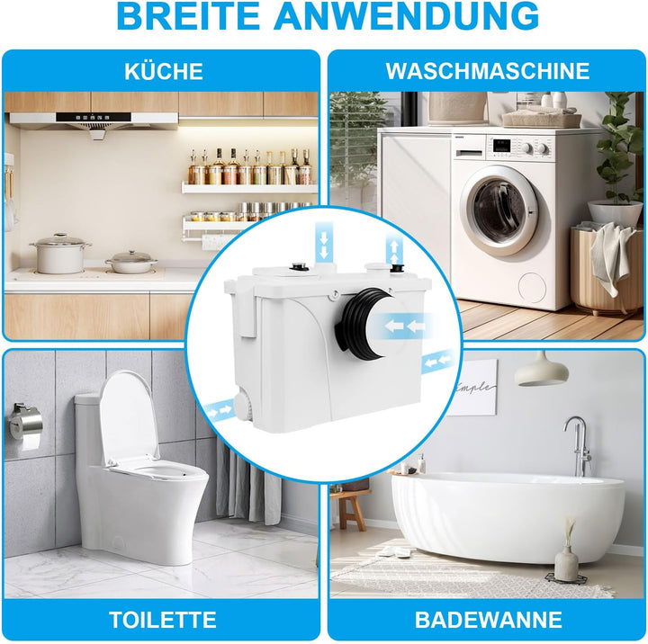 Herrselsam 700W Schmutzwasserpumpen 4/1 Hebeanlage Fäkalienpumpe 190L/min Kleinhebeanlage Haushaltsp