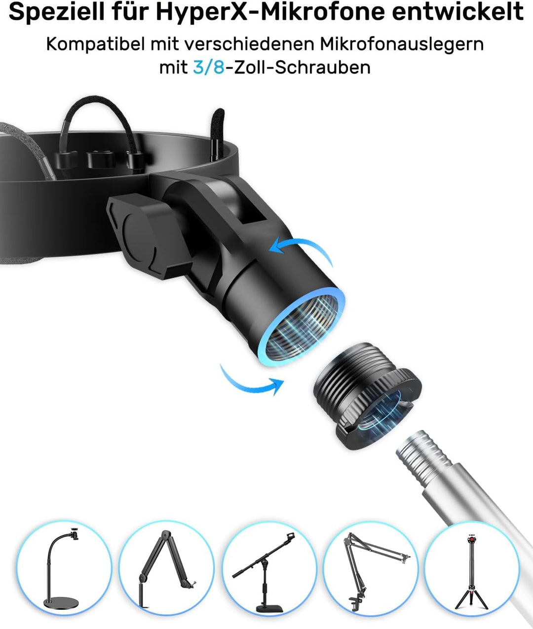 [Speziell für HyperX Quadcast-Mikrofonständer Shock Mount Mikrofonständer Reduziert Vibrations], Sto