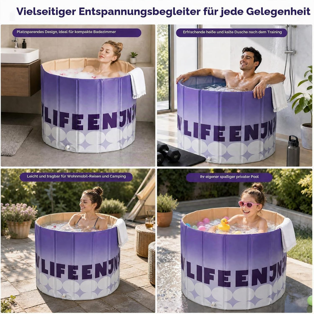 Faltbare Badewanne für Erwachsene, 80 x 68cm Portable Badewanne, Faltbare Badewanne mit 5-Schicht-Is