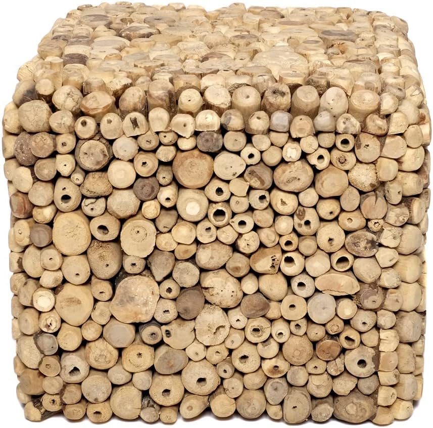 Brillibrum Design Treibholz Hocker Handmade Asthocker Teakholz Beistelltisch (Klein: 25 x 30 x 30 cm