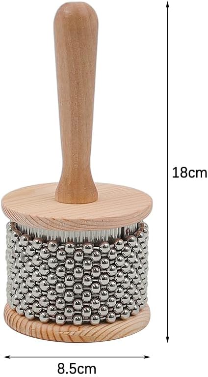 CENPEK Hochwertiges Cabasa-Percussion-Musikinstrument aus Holz mit Metallperlenkette