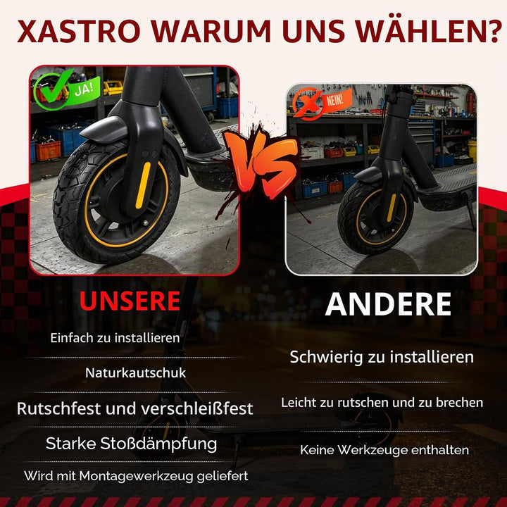 Xastro 2 PCS 10x2,50 Solid Scooter Reifen, 10 zoll E Scooter Reifen 60/70-6.5, Schlauchloser Reifen