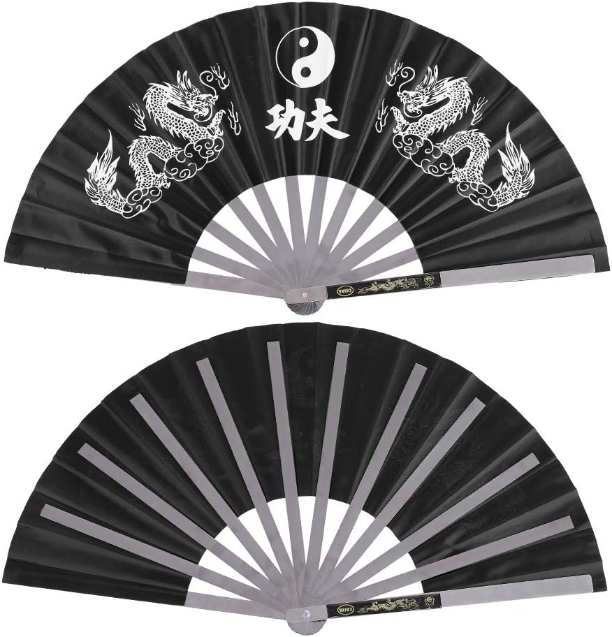 VGEBY1 Tai Chi Fan, Fitness Faltfächer Kung Fu Arts Tanzzubehör Schwarz, Schwarz