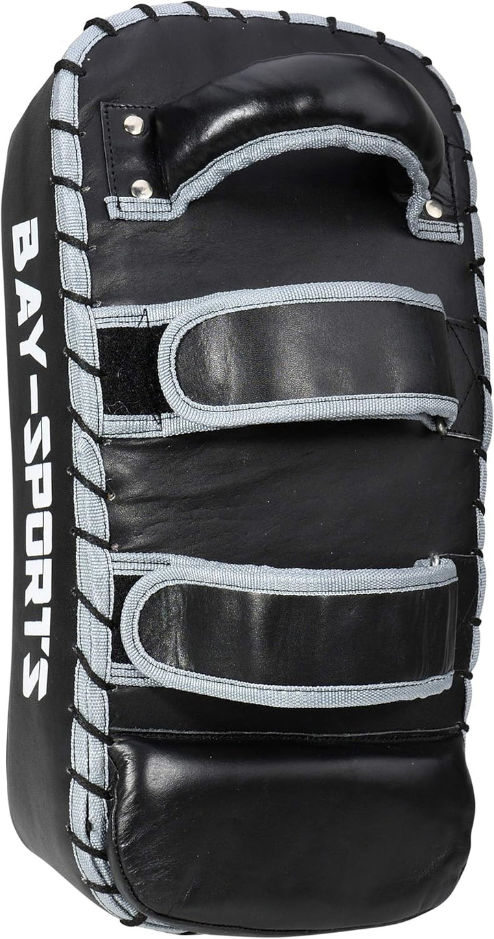 BAY Sports Leder Thai TECH 2020 Arm-Pratzen, Handpratzen, Armschlagpolster, vorgekrümmt, schwarz, Pr