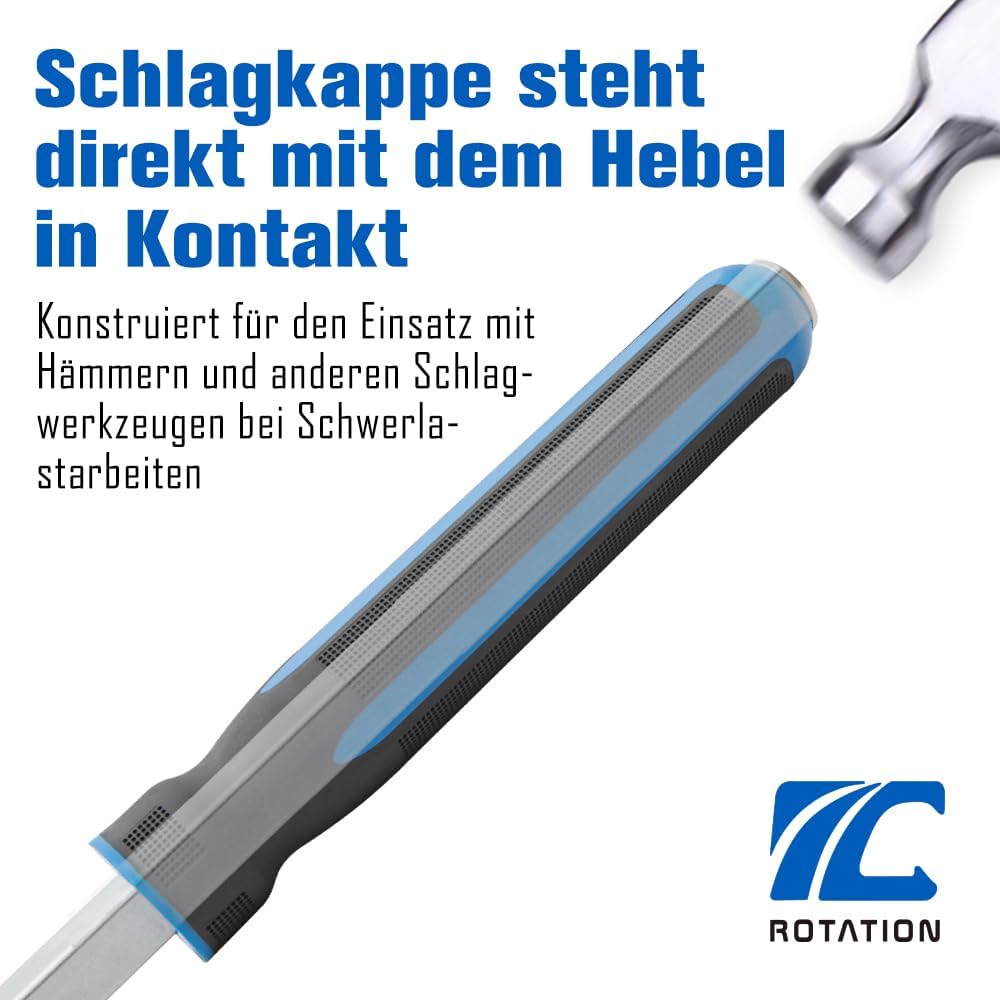 ROTATION 900mm/36 Zoll Schwerlast Stemmhebel, Brecheisen mit Softgriff | gerade Spitze, 900mm, Griff