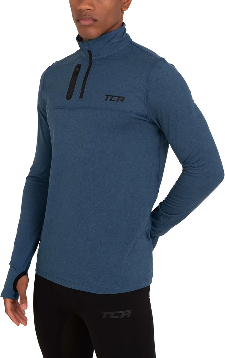 TCA Laufshirt Herren Langarm - Fusion Pro Quickdry Langarmshirt atmungsaktiv - Ski Oberteil Herren -