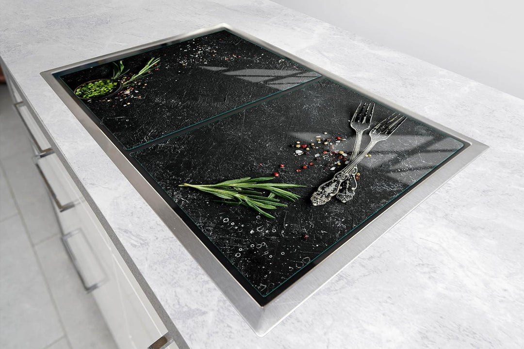 DarHaus Herdabdeckplatten 45x52 cm 2-teilig Ceranfeldabdeckung Induktion Herdschutz Spritzschutz Gla