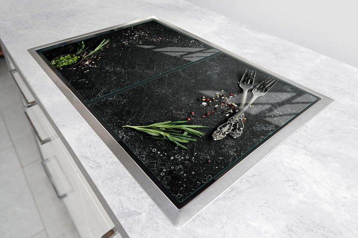DarHaus Herdabdeckplatten 45x52 cm 2-teilig Ceranfeldabdeckung Induktion Herdschutz Spritzschutz Gla