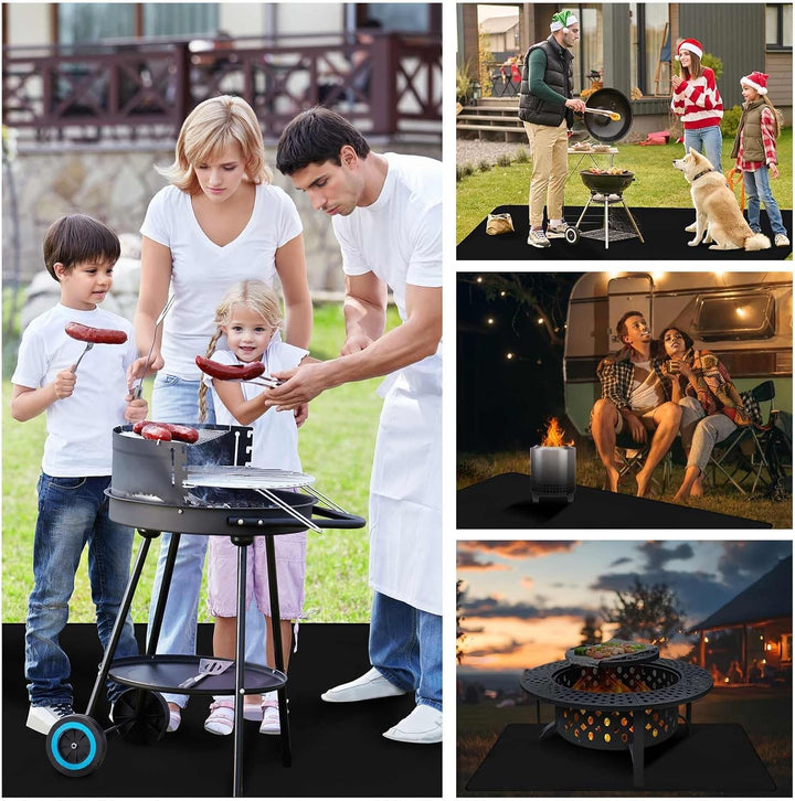 THMINS 152X122CM Extra Large Grill Mat for Outdoor Grill - Fireproof Deck and Patio Protector, Water