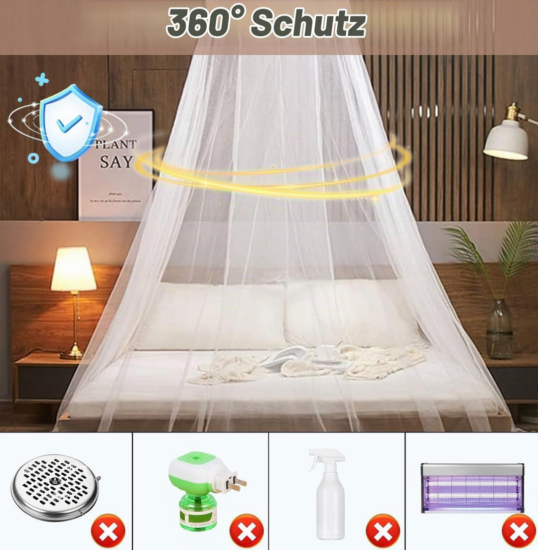 Moskitonetze Bett,Moskitonetz Doppelbett Einzelbett, Mückennetz Bett Netz Faltbar mit Hakenkleber,Be