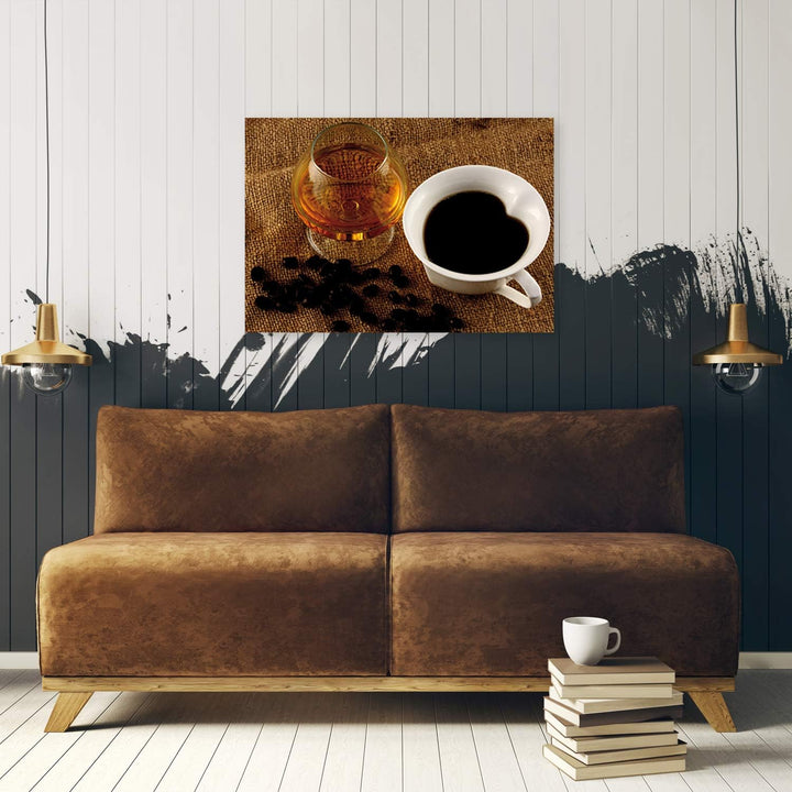 Feeby Bild auf Vlies Leinwand Kaffee Und Whisky 90x60 cm Kunstdruck Modern Wandbilder Deko Flur Wohn