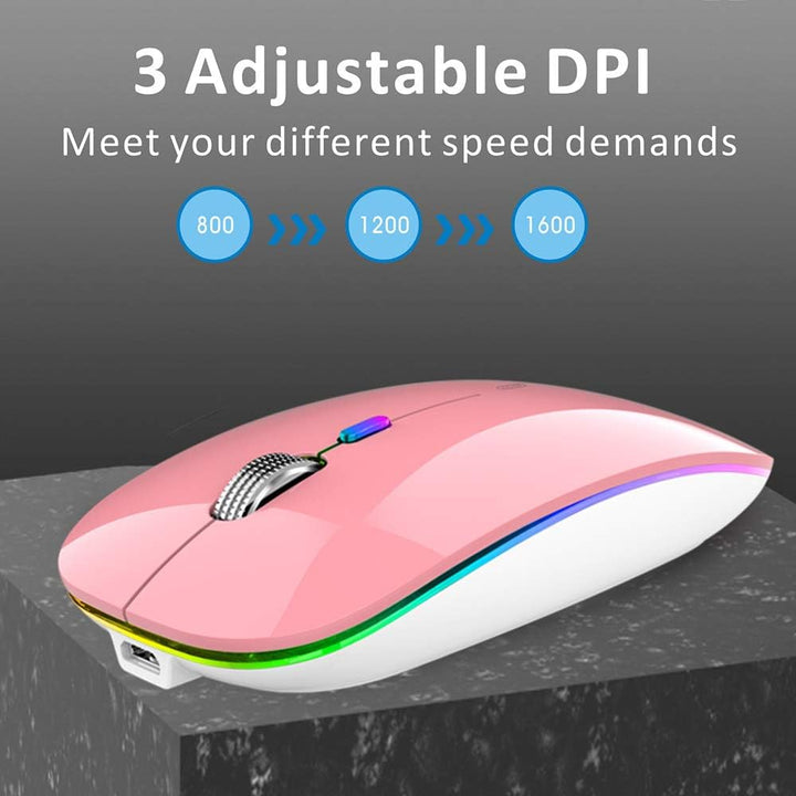 Uiosmuph G12 Maus Kabellos, LED 2.4G Leise Funkmaus Wiederaufladbar Wireless Mousemit Nano USB Empfä