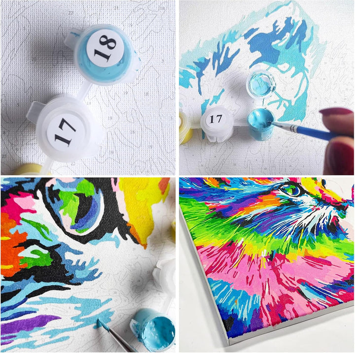 ARTNAPI Malen nach Zahlen Erwachsene mit Rahmen | DIY Handgemalt | Frau in farbigem Kleid | Kit für