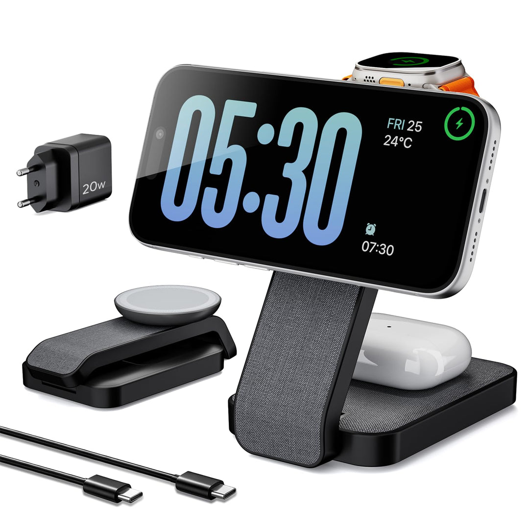 3 In 1 Magsafe Ladestation für Apple Watch und iPhone Faltbar, iPhone Ladestation Magsafe Ladegerät