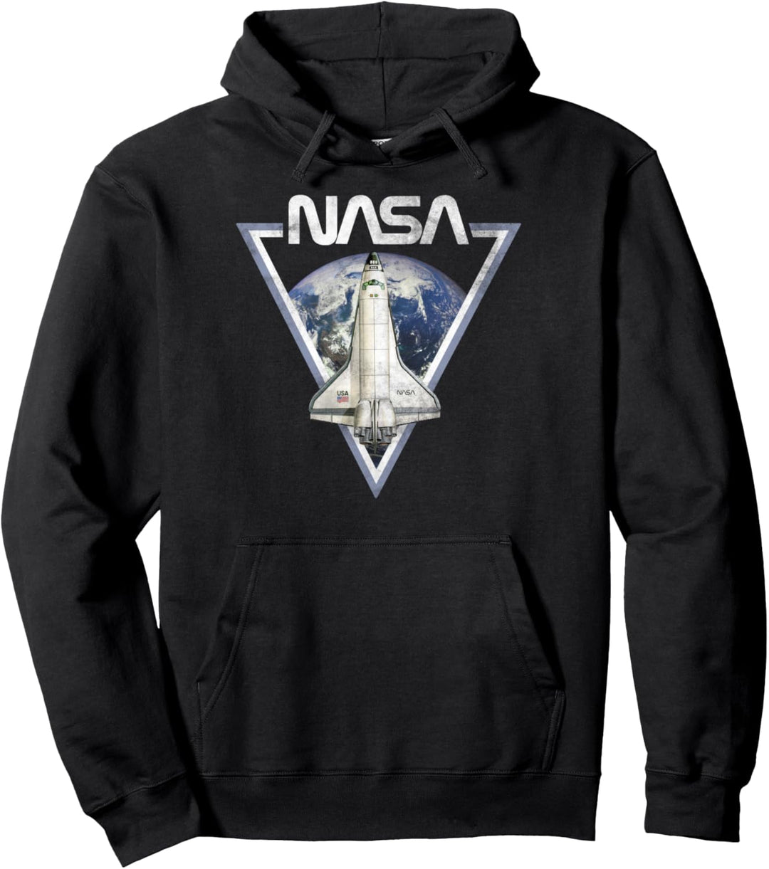 NASA Shuttle Over Earth Triangle Patch Pullover Hoodie
