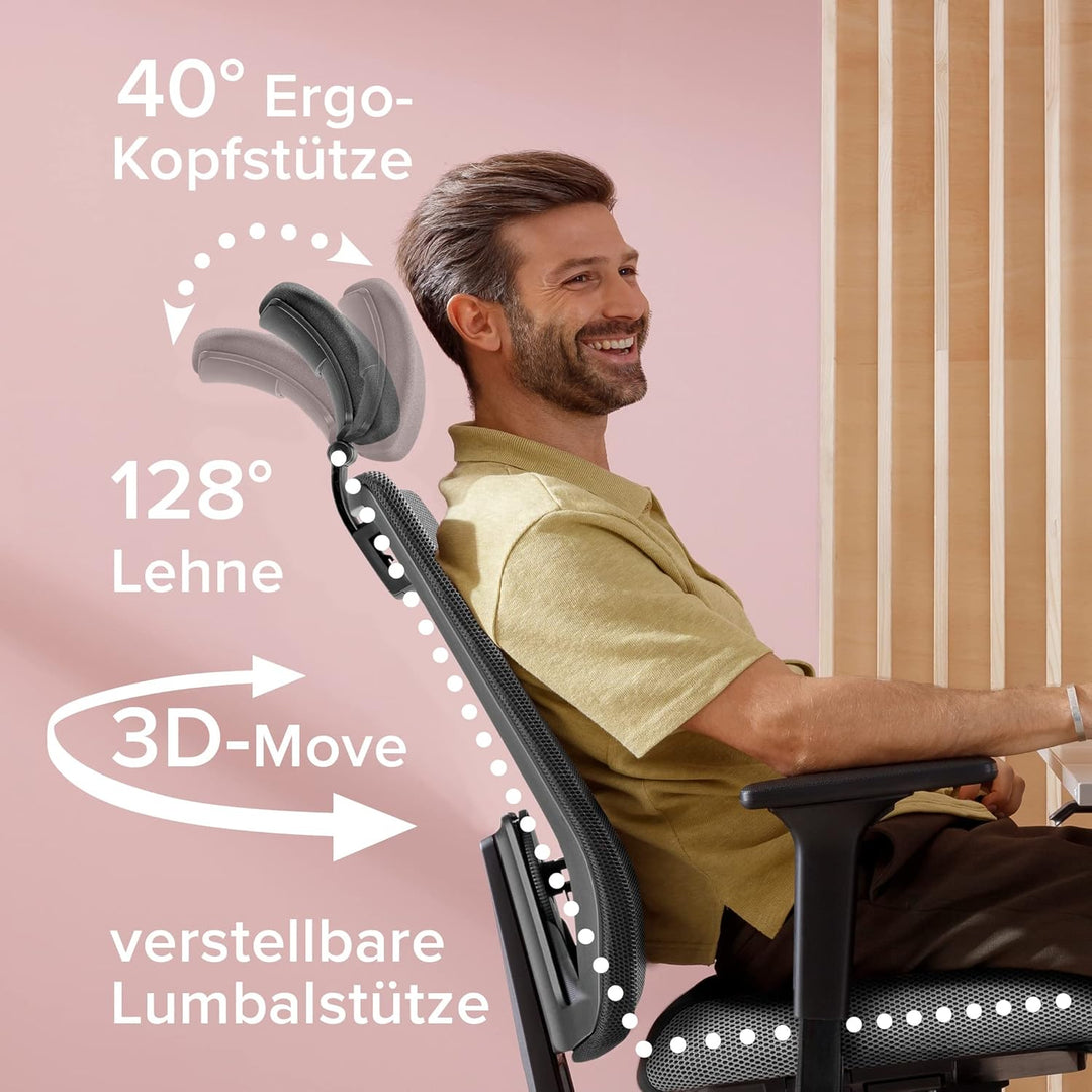 Dauphin Indeed Performance, ergonomischer Bürostuhl mit tiefenverstellbarer Lordosenstütze, höhenver