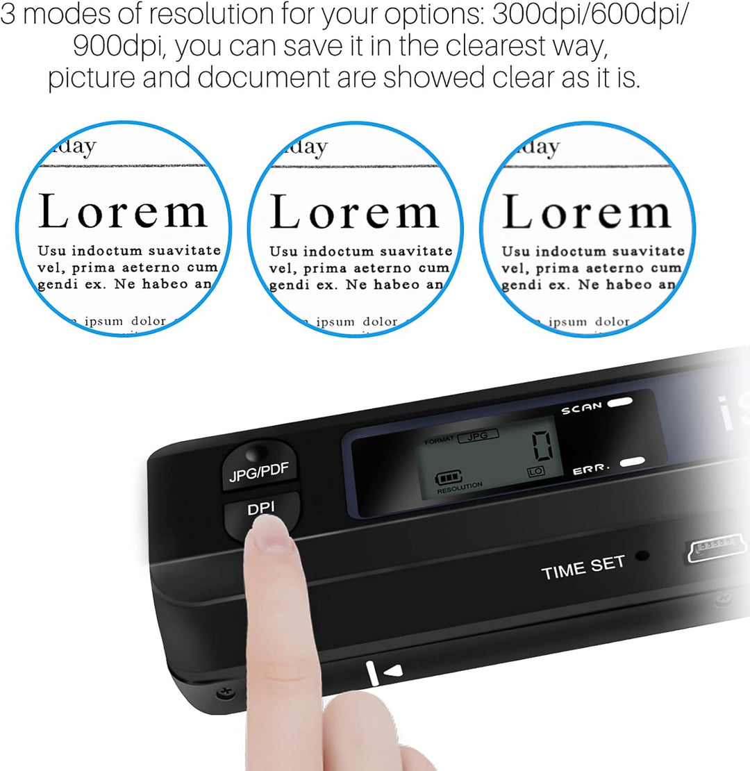 AOZBZ Tragbarer Dokumentenscanner, 900 DPI, Handgerät, USB-Bildscanner, A4, Farbfoto, mobiler Scanne