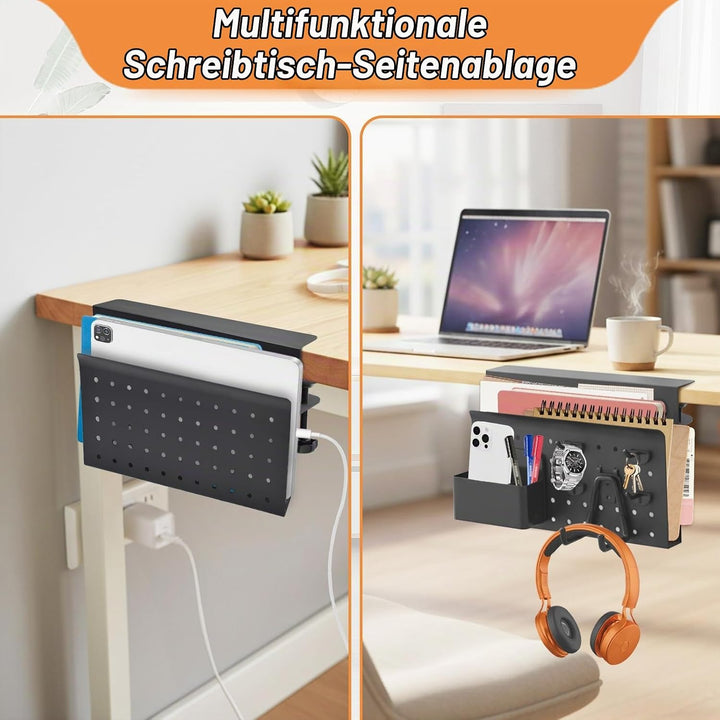 Cyiecw Schreibtisch Seitenaufbewahrung mit Magnetischer Stifthalter und Haken, Kein Bohrer Aufhängba