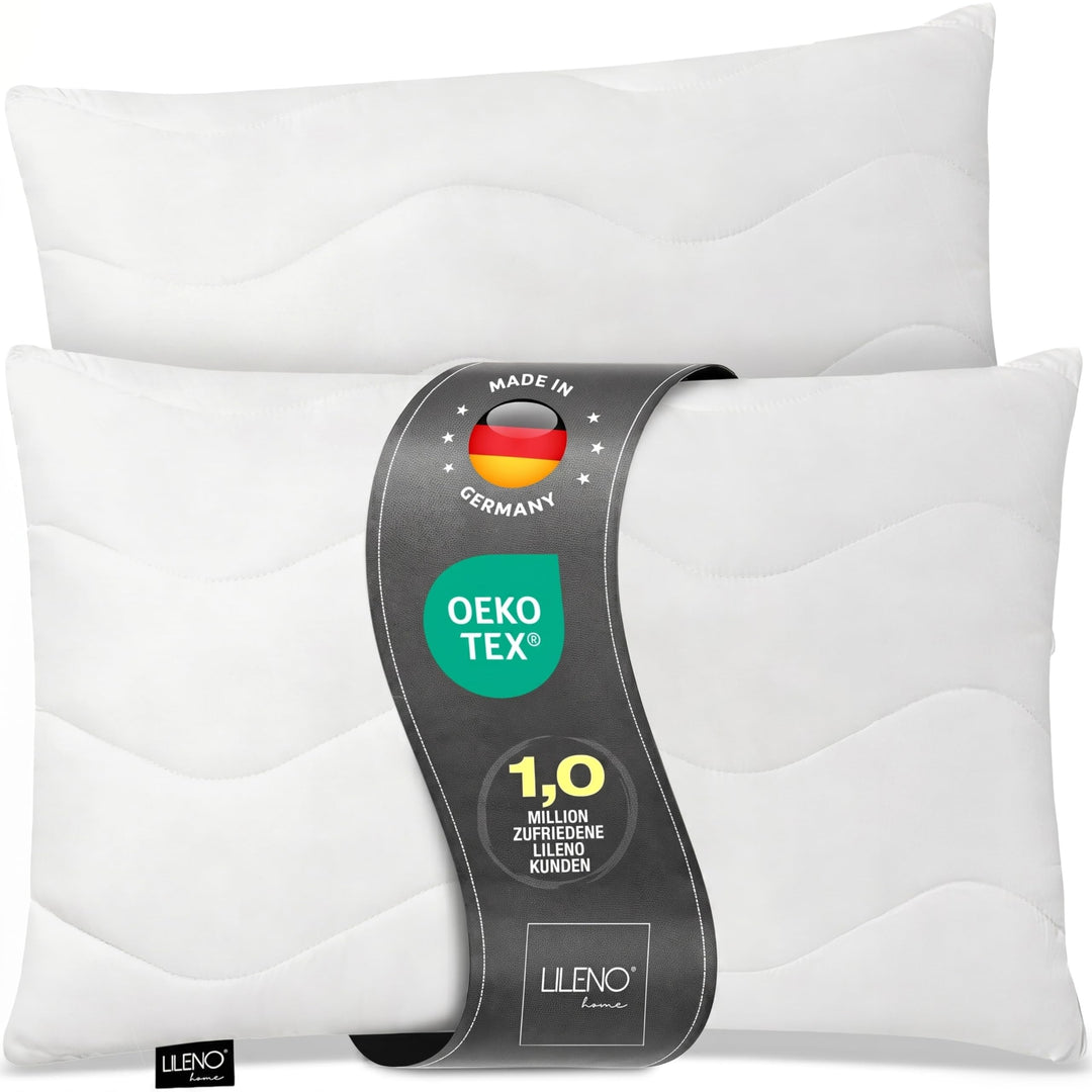 LILENO HOME Kopfkissen 60x80 cm [2er Set] als Kissen-Füllung - Bett oder Deko Kissen mit Reissversch