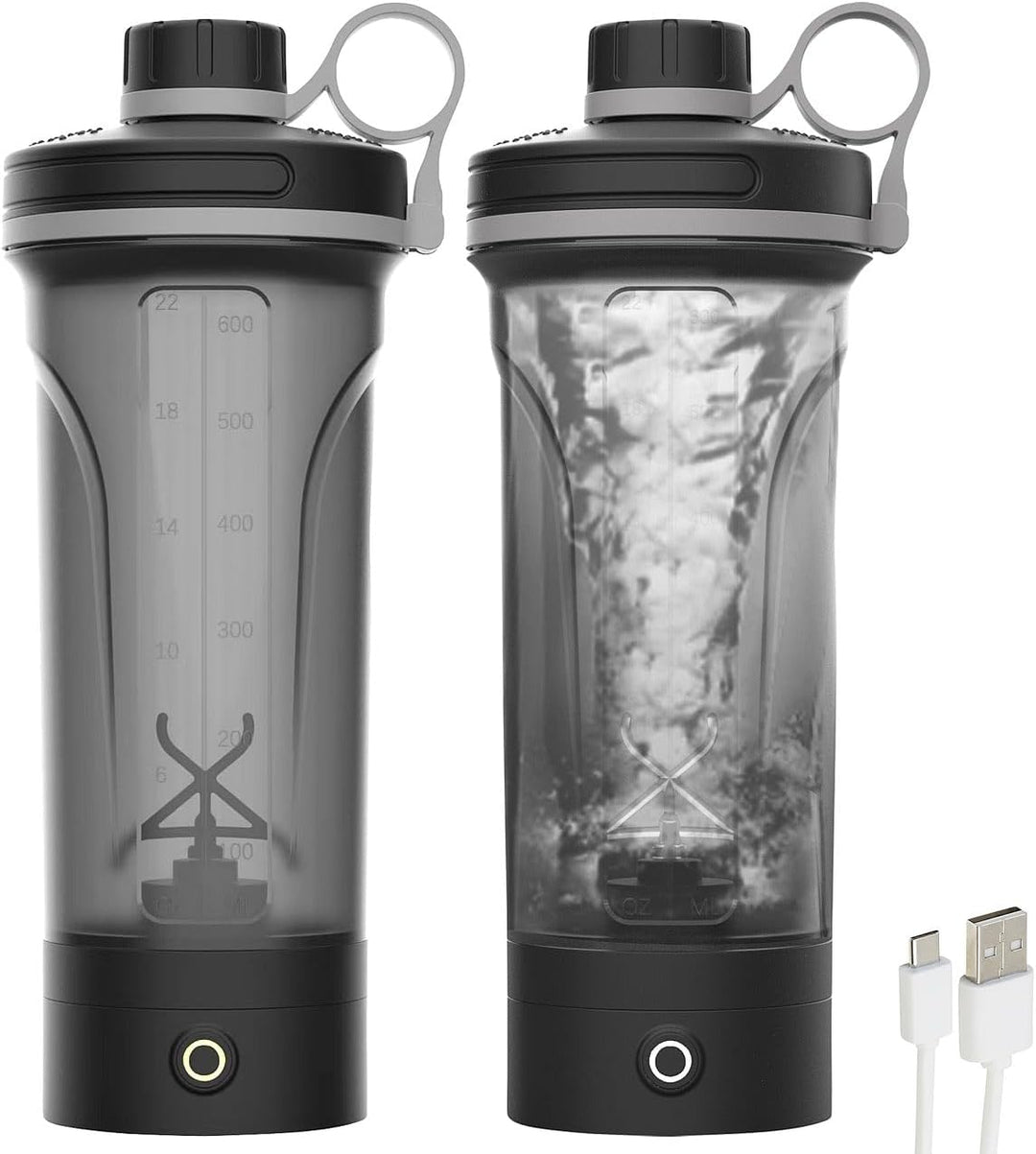 PEARL sports Eiweiss Mixer: 2er-Set Akku-Protein- und Milchshaker, 600 ml, spülmaschinenfest (akkube