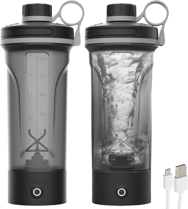 PEARL sports Eiweiss Mixer: 2er-Set Akku-Protein- und Milchshaker, 600 ml, spülmaschinenfest (akkube