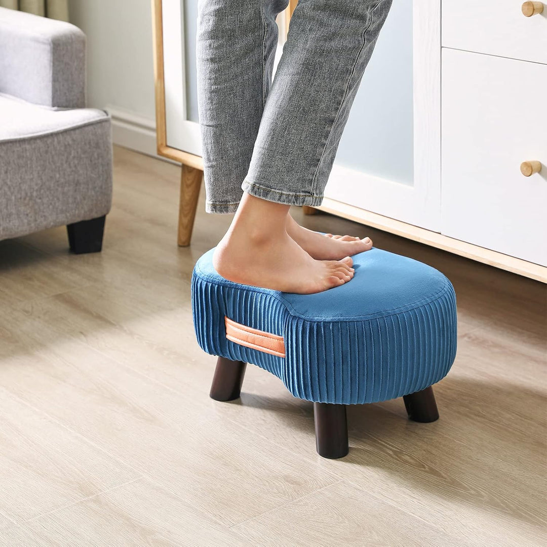 YMYNY Fusshocker, Sitzbank mit Griff, Gebogener Tritthocker mit weichem Sitzkissen, Gepolsterter Hoc