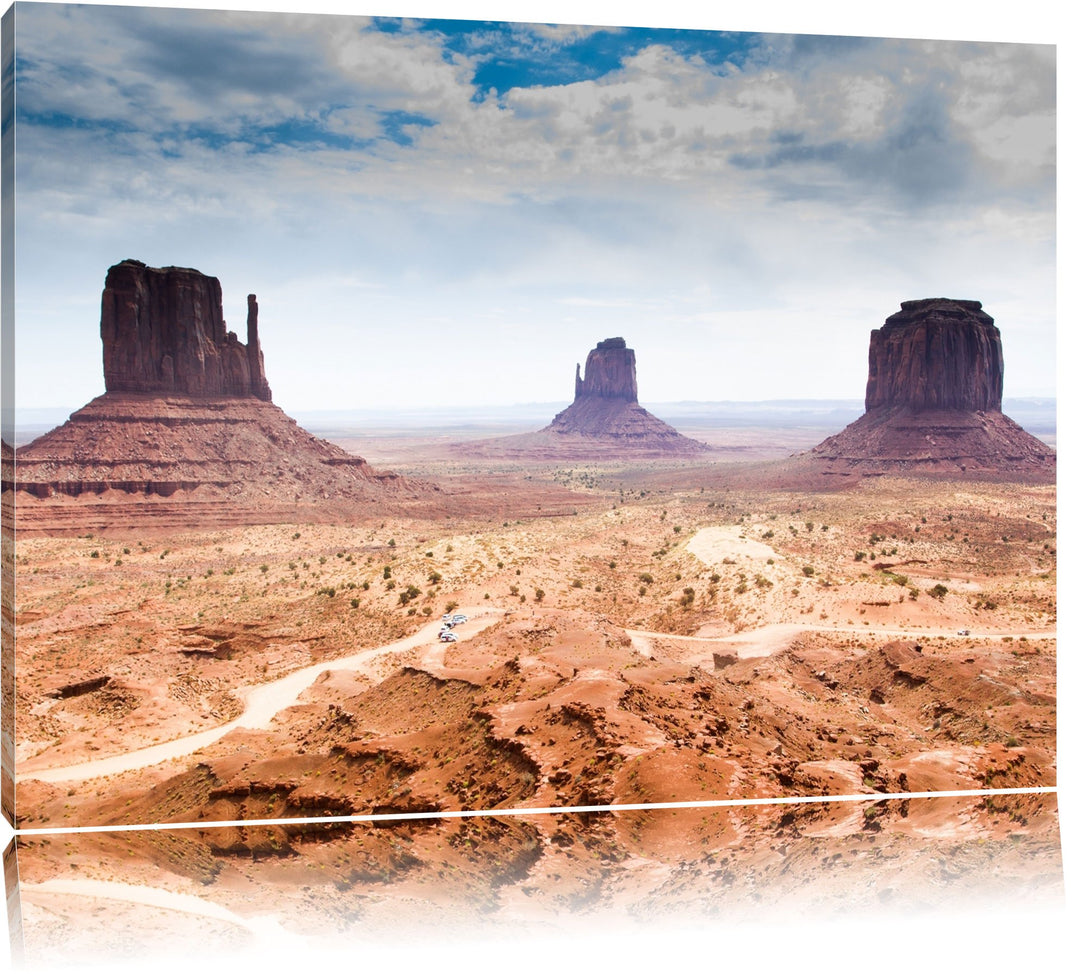 Monument Valley USA Format: 100x70 auf Leinwand, XXL riesige Bilder fertig gerahmt mit Keilrahmen, K