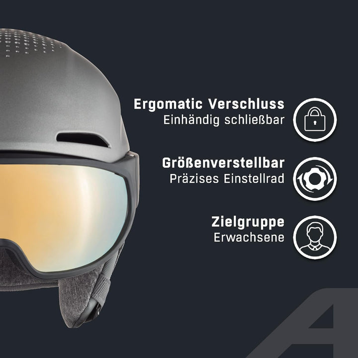 ALPINA Unisex - Erwachsene, ALTO QV Skihelm gunmetal matt 51-55 cm, gunmetal matt 51-55 cm